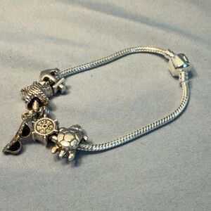 Silver Charm Bracelet with 5 Nautical Charms